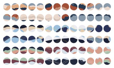 Büyük küme vektör vurgulama kapakları. Sosyal medya hikayeleri için yuvarlak şablonlar. Blogcular için model