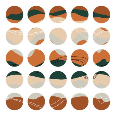 Büyük küme vektör vurgulama kapakları. Sosyal medya hikayeleri için yuvarlak şablonlar. Blogcular için model