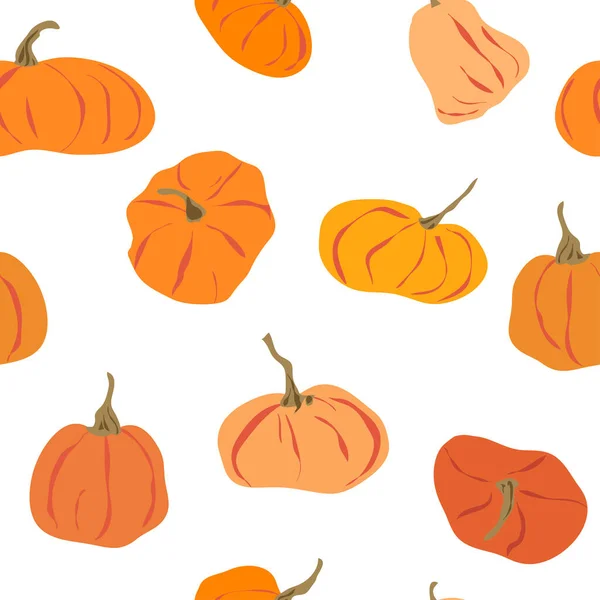 Cartoon pumpkin seamless pattern. Thanksgiving, Halloween collection. Farm harvest, close up vegetable. — Stock Vector
