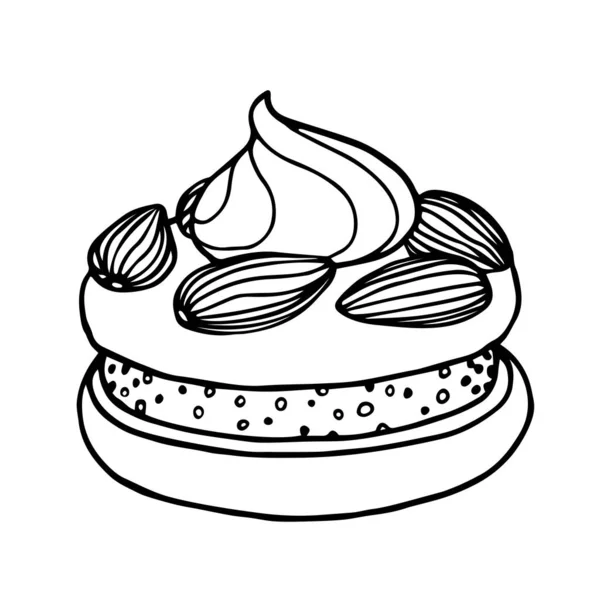 Bolo Amêndoa Com Nozes Chantilly Merengue Sobremesa Festiva Para Decoração — Vetor de Stock