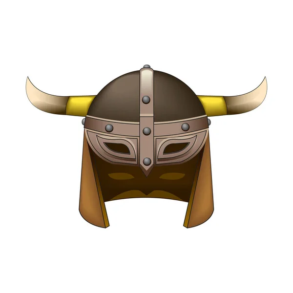 Casco Vikingo Del Norte Antiguo Con Visera Cuernos Ilustración Vectorial — Vector de stock