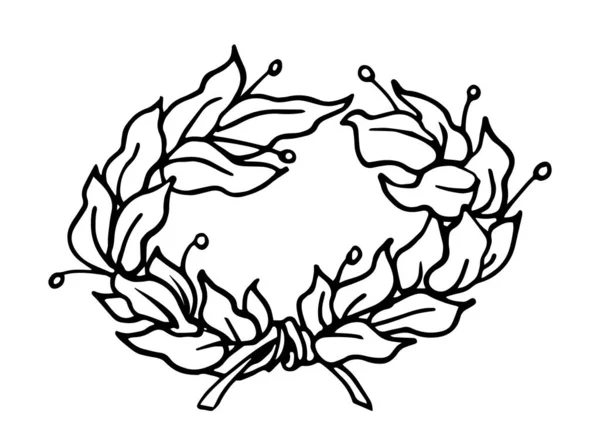 Laurel Branches Tied Wreath Symbol Glory Victory Vector Illustration Black — 스톡 벡터