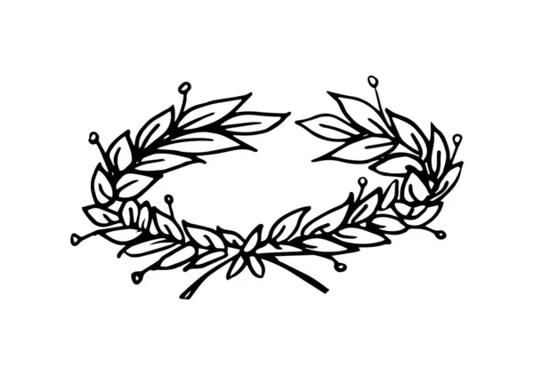 Glory Symbol Laurel Wreath Some Angle Vector Illustration Black Lines — 스톡 벡터