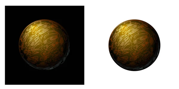 Decorative Satellite Golden Planet Solar System Venus Mercury Color Vector — Stok Vektör