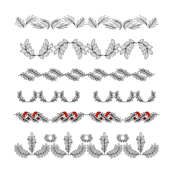 Készlet Babér Tölgy Fűzfa Ágak Szimbóluma Dicsőség Győzelem Zökkenőmentes Minta — Stock Vector