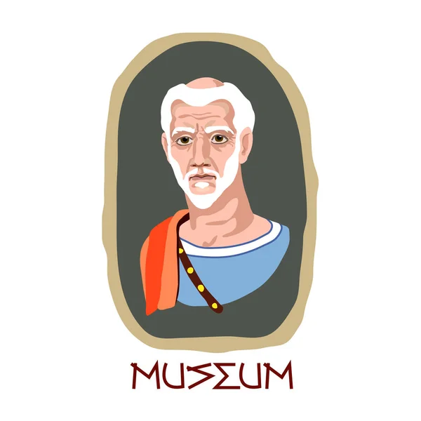 Fayum Funeral Portrait Ancient Greek Old Grey Haired Man Museum — Stock Vector