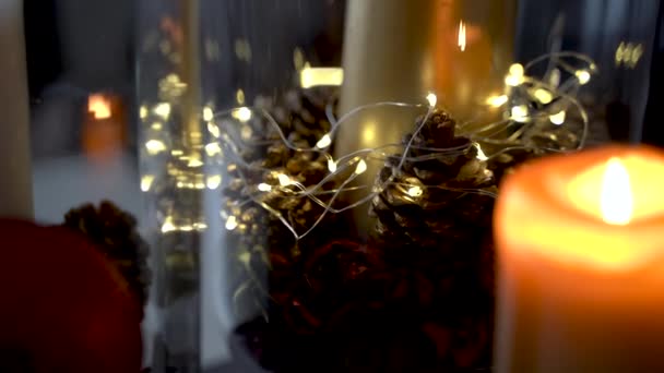 Kerzensterben Bokeh Der Lichter — Stockvideo