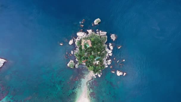 Images Aériennes Étonnantes Drones Île Isola Bella Taormina Eau Bleue — Video