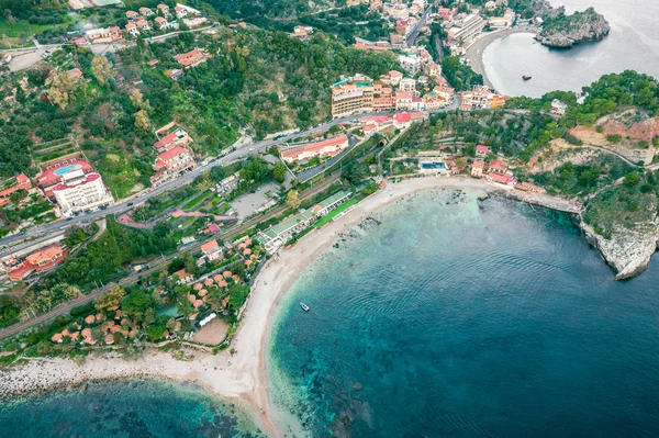 Αεροφωτογραφία Θέα Στο Όμορφο Νησί Της Μεσογείου Καταγάλανα Καθαρά Νερά — Φωτογραφία Αρχείου