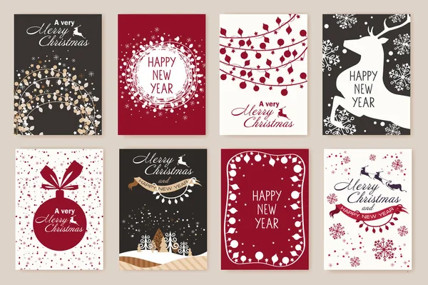 Set Χριστουγεννιάτικες κάρτες με γιρλάντες. — Διανυσματικό Αρχείο