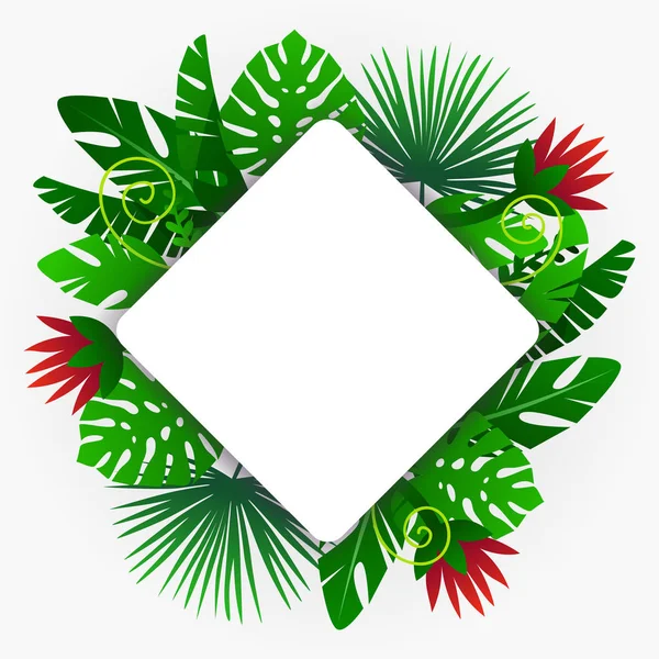 Frame met tropische planten. — Stockvector