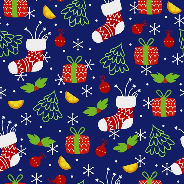 Ornamento Natal Colorido Fundo Sem Costura Ilustração Vetorial —  Vetores de Stock