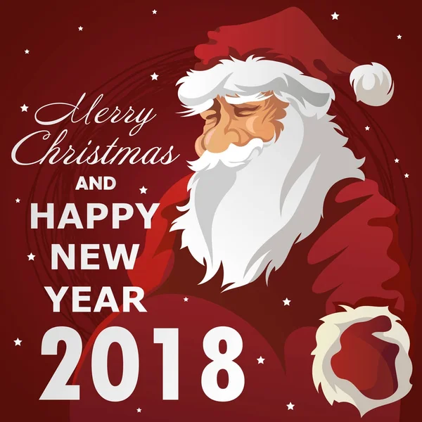 2018 Retrato Santa Claus Navidad Ilustración Vectorial — Archivo Imágenes Vectoriales