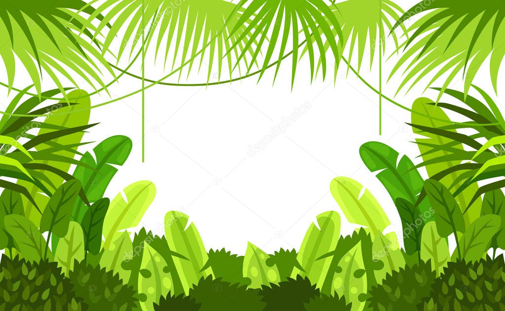 tropical forest. frame. child. design. vector background. illustration