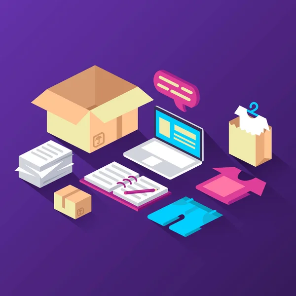 Commerce Shopping Delivery Isometric Vector Illustration — Stock Vector