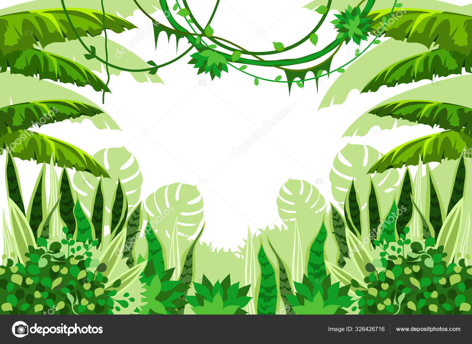 Floresta Arbustos Capim Folhas Folhagem Verde Desenho Animado Ilustração do  Vetor - Ilustração de arte, nave: 191851191
