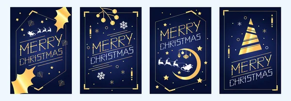 2020 νέο έτος. Σύνολο πολυτελών χριστουγεννιάτικων προτύπων για φυλλάδια, αφίσες, κάρτες, προσκλήσεις. Χειρόγραφα γράμματα. Μπλε φόντο. — Διανυσματικό Αρχείο