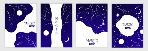 Sada Temných Magických Šablon Transparenty Plakáty Karty Letáky Obálky Noční — Stockový vektor
