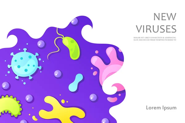 Viruses Bacteria Dangerous Infection Biology Chemistry Template Banner Business Card — Stock Vector