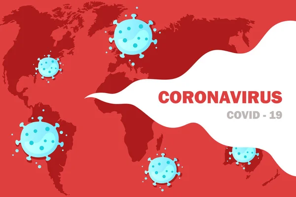 Coronavirus Mappa Rossa Del Mondo Diffusione Dell Infezione Virus Pericoloso — Vettoriale Stock