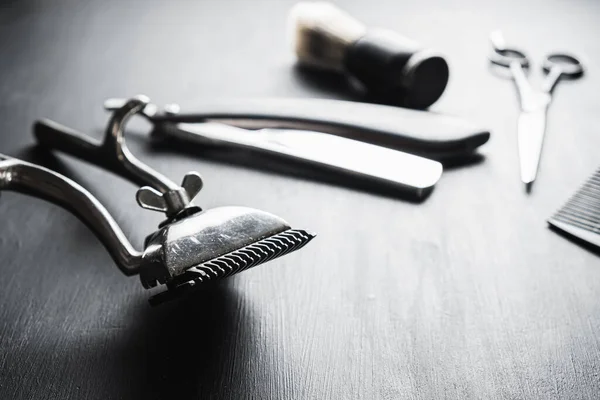 Black Dusty Surface Old Barber Tools Vintage Manual Hair Clipper — Stock Photo, Image