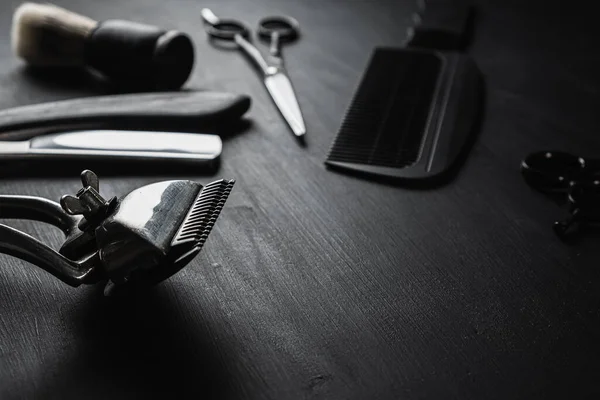 Black Dusty Surface Old Barber Tools Vintage Manual Hair Clipper — Stock Photo, Image