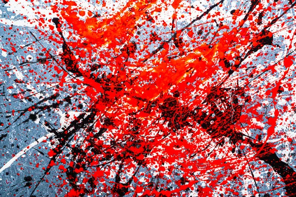 그래픽 이미지 물방울 떨어진다 색깔의 흰색붉은 콘크리트 바닥에 위에서 — 스톡 사진