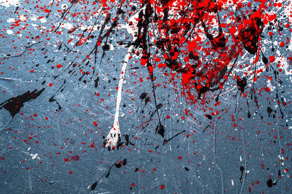 그래픽 이미지 물방울 떨어진다 색깔의 흰색붉은 콘크리트 바닥에 위에서 — 스톡 사진