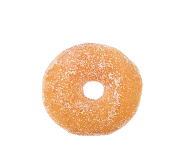 Vista Superior Donut Bolo Com Revestimento Açúcar Isolado Fundo Branco — Fotografia de Stock