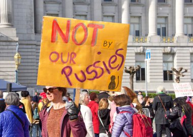 San Francisco, CA - Jan 18, 2020: Unidentified participants in the Women's March. Designed to engage and empower all people to support women's rights, and to encourage vote in the 2020 elections.