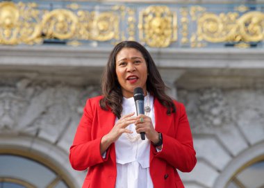 San Francisco, CA - Jan 18, 2020: Mayor London Breed speaking at the the Women's March rally. Designed to engage and empower all people to support women's rights, and to encourage vote.