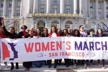 San Francisco, CA - Jan 18, 2020: Mayor London Breed speaking at the the Women's March rally. Designed to engage and empower all people to support women's rights, and to encourage vote.