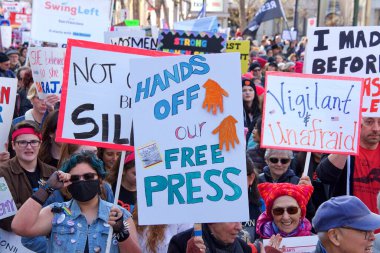San Francisco, CA - Jan 18, 2020: Unidentified participants in the Women's March. Designed to engage and empower all people to support women's rights, and to encourage vote in the 2020 elections.