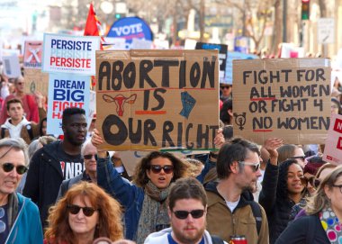 San Francisco, CA - Jan 18, 2020: Unidentified participants in the Women's March. Designed to engage and empower all people to support women's rights, and to encourage vote in the 2020 elections.