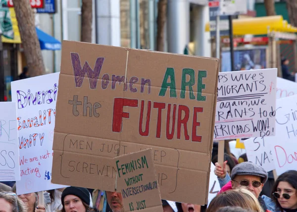 São Francisco Janeiro 2020 Participantes Não Identificados Marcha Feminina Projetado — Fotografia de Stock
