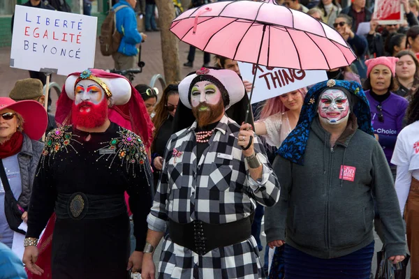 San Francisco Ledna 2020 Neidentifikovaní Účastníci Ženského Pochodu Navrženo Tak — Stock fotografie