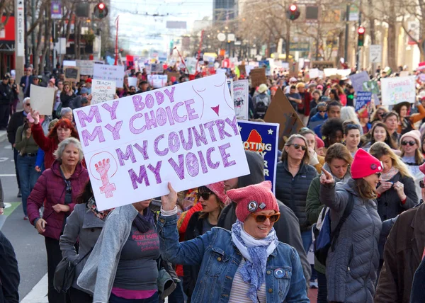 San Francisco Jan 2020 Niet Geïdentificeerde Deelnemers Aan Women March — Stockfoto