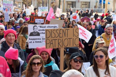 San Francisco, CA - Jan 18, 2020: Unidentified participants in the Women's March. Designed to engage and empower all people to support women's rights, and to encourage vote in the 2020 elections.