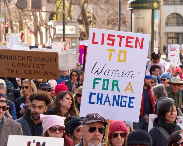 San Francisco Januari 2020 Peserta Tak Dikenal Women March Dirancang — Stok Foto