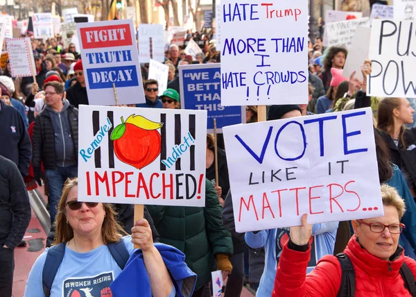 San Francisco, CA - Jan 18, 2020: Unidentified participants in the Women's March. Designed to engage and empower all people to support women's rights, and to encourage vote in the 2020 elections.