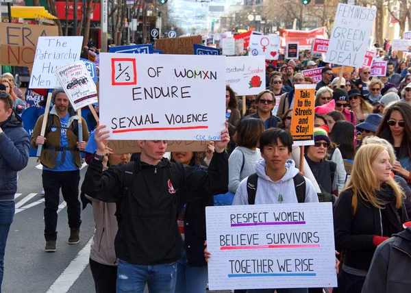 San Francisco Janvier 2020 Participants Non Identifiés Marche Des Femmes — Photo