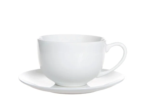 Eine Leere Teetasse Aus Weißem Porzellan Auf Einem Unterteller Isoliert — Stockfoto