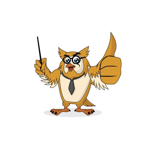 Owl Δάσκαλος Κινουμένων Σχεδίων Χαρακτήρα Μορφή Διάνυσμα — Διανυσματικό Αρχείο