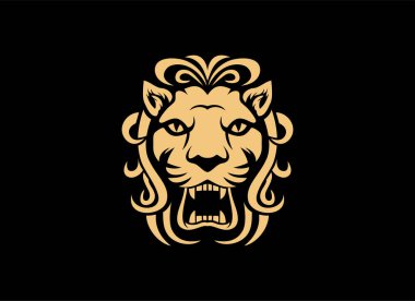 Tasarım ihtiyaçlarınız, logonuz, illüstrasyonunuz, animasyonunuz, tişört tasarımınız vs. için uygun aslan başı logosu biçiminin vektörü.