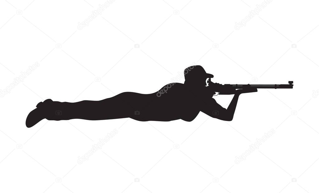 Vector silhouette of air rifle shooter Prone Position design eps format, suitable for your design needs, logo, illustration, animation, etc.