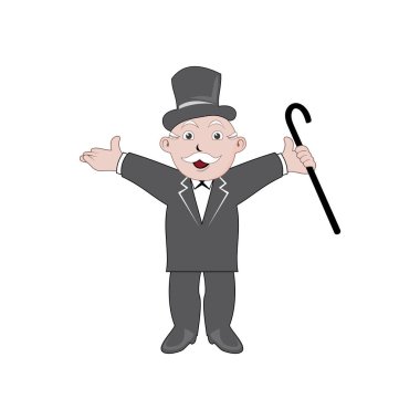 Monopoly man çizgi film karakteri tasarımı için vektör biçimi, tasarım ihtiyaçlarınız, logonuz, illüstrasyonunuz, animasyonunuz, vs. için uygun.