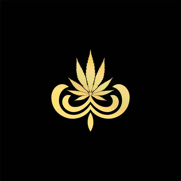 Wektor Złotego Luksusowego Marihuany Projekt Logo Eps Format — Wektor stockowy
