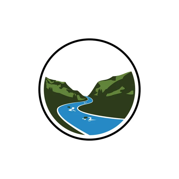 Vektor Der Flusslandschaft Logo Design Eps Format Passend Für Ihre — Stockvektor