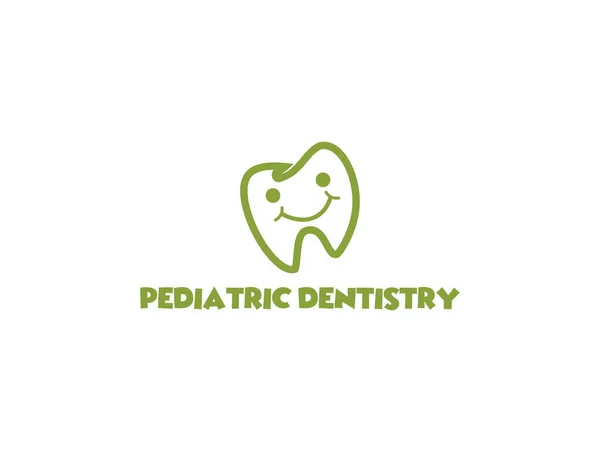 Vetor Odontologia Pedriática Engraçada Com Dente Sorrindo Logotipo Design Eps —  Vetores de Stock