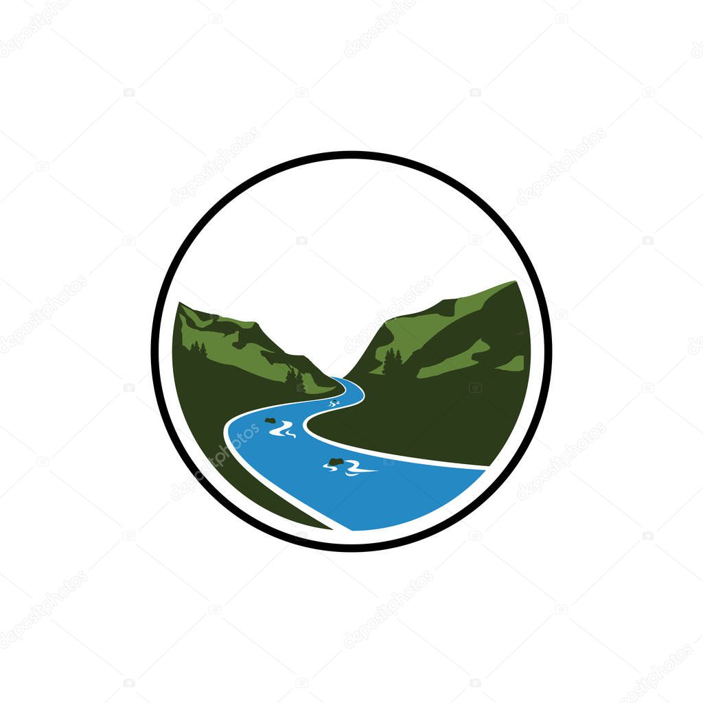 Vector of river mountain landscape logo design eps format, suitable for your design needs, logo, illustration, animation, etc.
